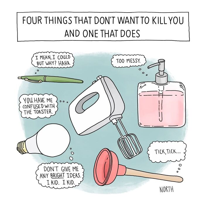 54 Clever One-Panel Cartoons By Rich North That Turn Everyday Moments Into Brilliant Jokes (New Pics)