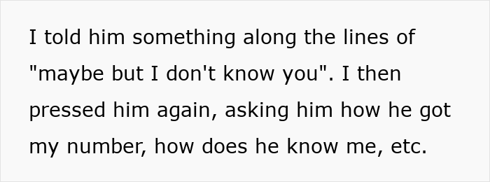 Text excerpt about a woman questioning how a man got her number after being detained by ICE for speaking a foreign language. Text excerpt about a woman questioning how a man got her number after being detained by ICE for speaking a foreign language.