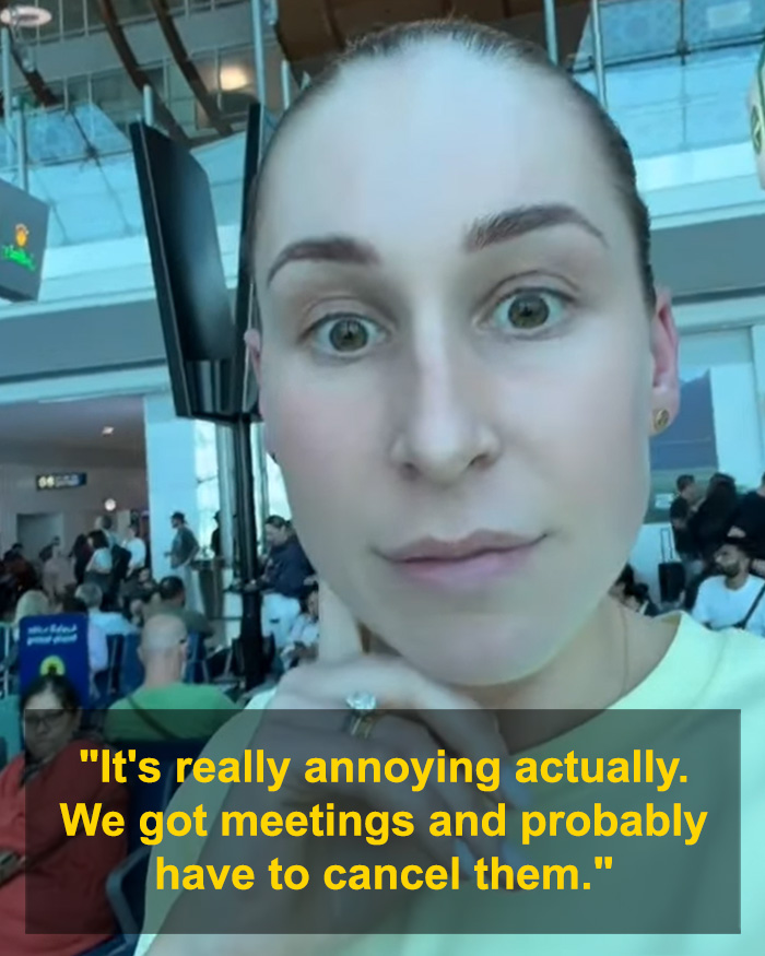 Close-up of an influencer filming amid Iran Dubai strikes, sparking public fury over entitlement and behavior.