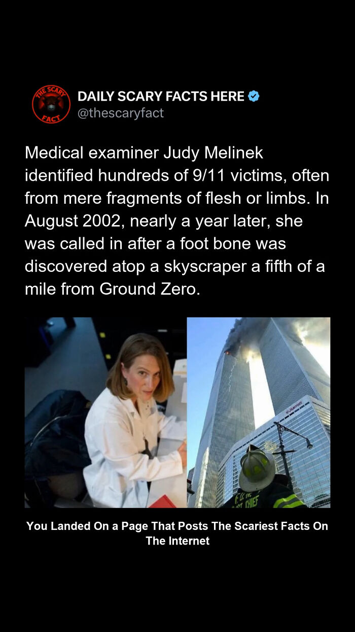 Medical examiner identifying 9/11 victims near Ground Zero with scary facts about the tragedy and its aftermath.