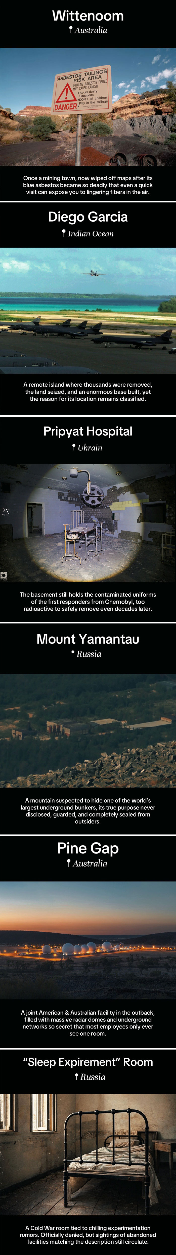 Warning sign at abandoned mining town Wittenoom, showcasing interesting facts about asbestos risks from around the world.