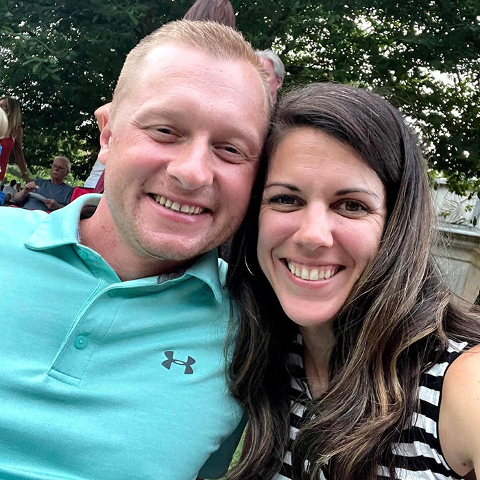 Couple smiling outdoors, highlighting the heartbreaking new details after a high school teacher's prank gone wrong.