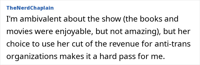 Text post from TheNerdChaplain expressing ambivalence about Harry Potter shows and criticism of J.K. Rowling amid Harry Potter reboot backlash. Text post from TheNerdChaplain expressing ambivalence about Harry Potter shows and criticism of J.K. Rowling amid Harry Potter reboot backlash.