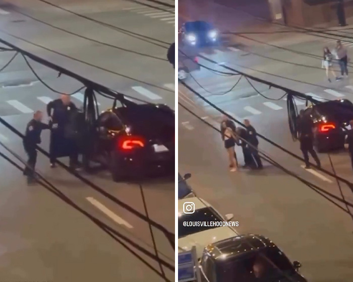 A polícia de Kentucky prendeu uma mulher de 20 anos perto de um carro preto após se chocar contra uma multidão à noite.