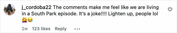 Instagram comment about living in a South Park episode, reacting humorously to backlash over Melissa Joan Hart's tribute.