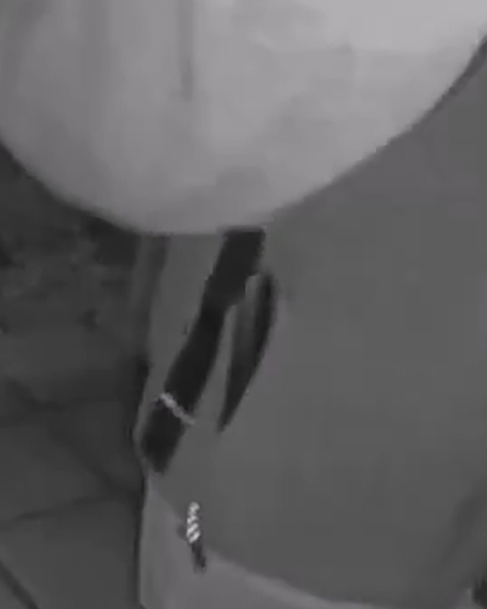 Black and white close-up of a bag and strap, related to FBI analysis of Nancy Guthrie case theories and lead.