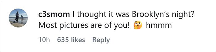 Comment calling out Nicola Peltz's behavior in a birthday post related to Brooklyn Beckham, expressing surprise.