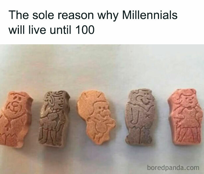 Nostalgic Flintstones vitamins shaped like cartoon characters symbolizing millennial childhood memories.