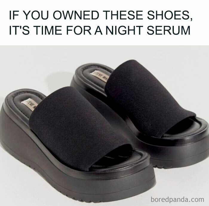 Black platform slide sandals representing nostalgic fashion trends that might instantly transport millennials back to their childhood.