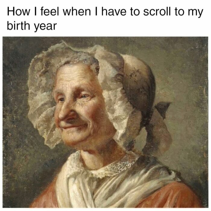 Elderly woman painting representing feeling old when scrolling to birth year, nostalgic millennial childhood memories post.