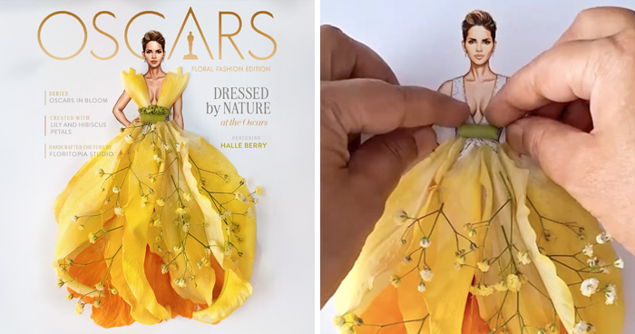 12 Iconic Celebrity Outfits Transformed Into Stunning Floral Creations By This Artist