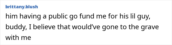 Text post from brittany.blush about a public go fund me related to the owner of the world's tiniest package.