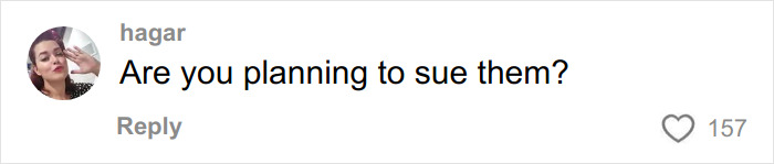 Comment on social media post mocking woman&rsquo;s before-and-after cosmetic procedure with 157 likes.
