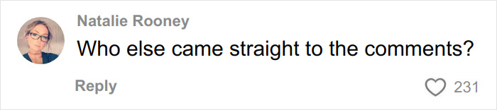 Social media comment from Natalie Rooney reacting to a viral post about a woman&rsquo;s before-and-after cosmetic procedure.