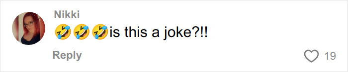 Comment with laughing emojis questioning if the woman's before-and-after cosmetic procedure is a joke on social media.