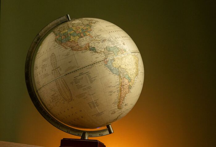 Vintage globe showing countries in the Americas, highlighting geography for naming all 35 countries in the Americas quiz.