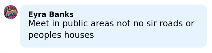 Comment warning about meeting in safe public areas, referencing concerns related to buying items on Facebook Marketplace.