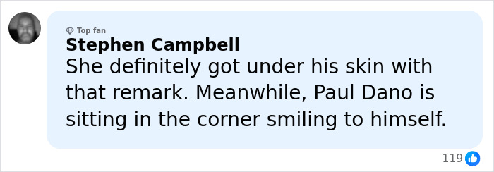 Comment discussing Quentin Tarantino and fans debating his response involving Rosanna Arquette&rsquo;s remark.