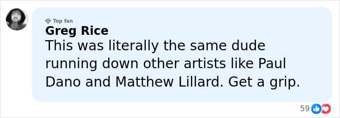 Fan Greg Rice commenting on Quentin Tarantino&rsquo;s scathing response to Rosanna Arquette in an online discussion.