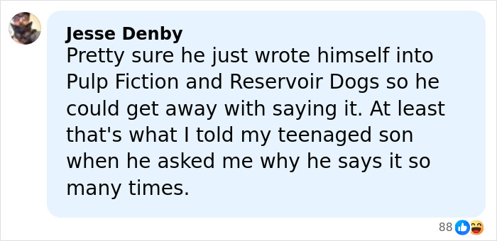 Social media comment discussing Quentin Tarantino&rsquo;s scathing response and fans taking sides on the issue.