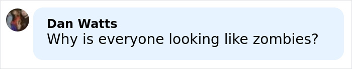 Social media comment expressing concern about the spreading Hollywood trend with people looking like zombies.