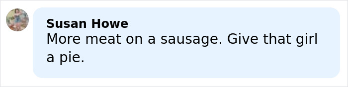 Susan Howe's comment in a light blue chat bubble discussing food preferences in an online conversation.