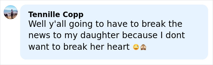 Comment from Tennille Copp about breaking news to her daughter, reflecting on reactions to Robert Irwin's rumored new girlfriend.