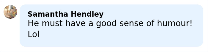 Comment by Samantha Hendley discussing humor in a casual online conversation thread.