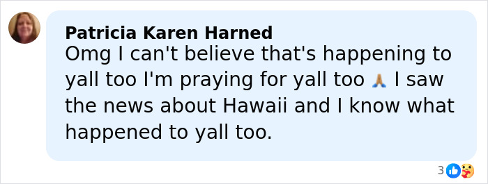 Comment expressing sympathy and prayers for those affected by historic floods in Hawaii causing mass evacuations.