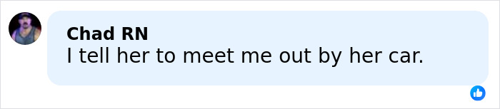 Screenshot of a social media comment saying I tell her to meet me out by her car, related to middle school secretary vanishes crimes.