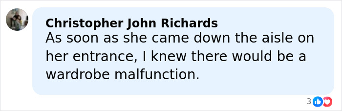 Comment by Christopher John Richards discussing pro wrestler Kiana James and a wardrobe malfunction on live TV.