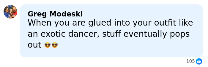 Pro wrestler Kiana James reacting to an awkward wardrobe malfunction during a live TV broadcast.