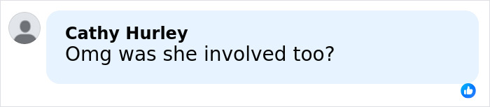 Comment by Cathy Hurley asking if she was involved, related to mugshot of Kendra Duggar released after arrest charges in Arkansas.
