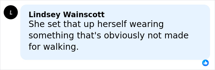 Comment by Lindsey Wainscott discussing a fashion choice not suitable for walking, related to Kim Kardashian&rsquo;s dramatic fall.