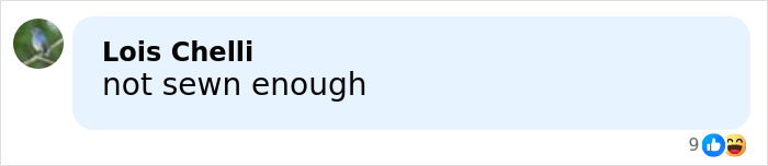 Comment reading not sewn enough with a laughing reaction on social media discussing Gwyneth Paltrow&rsquo;s risky Oscars dress details.