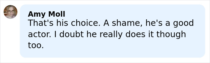 Comment from Amy Moll discussing Barry Keoghan reconsidering his acting career amid fan backlash over his looks. Comment from Amy Moll discussing Barry Keoghan reconsidering his acting career amid fan backlash over his looks.