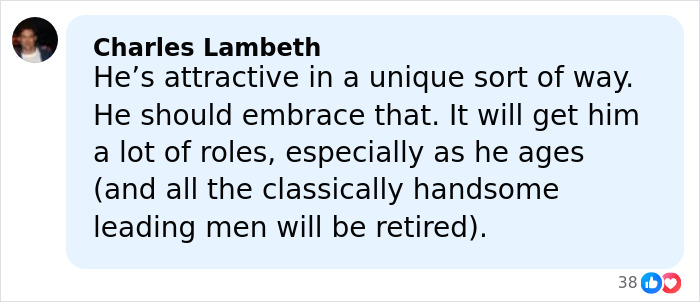 Alt text: Comment discussing Barry Keoghan’s unique looks amid backlash from Sabrina Carpenter fans reconsidering his acting career. Alt text: Comment discussing Barry Keoghan’s unique looks amid backlash from Sabrina Carpenter fans reconsidering his acting career.