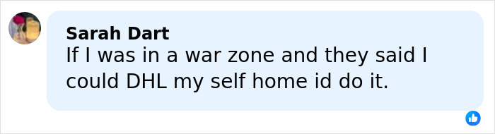 Comment from Sarah Dart on social media discussing refusal to fly economy amid war and being stranded.