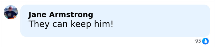 Social media comment saying they can keep him, related to influencer mocked for refusing to fly economy during war.