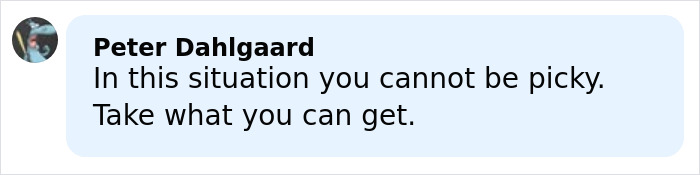 Comment from Peter Dahlgaard on social media criticizing an influencer stranded due to refusing to fly economy.