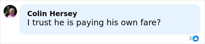 Comment on social media expressing doubt about influencer paying his own fare amid economy flight refusal and travel claims.
