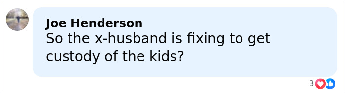 Comment by Joe Henderson asking about child custody in response to former Louisiana mayor caught at pool party with son's friend.