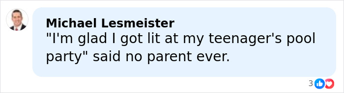 Text message screenshot showing a comment about a former Louisiana mayor caught at a pool party with her son's friend.