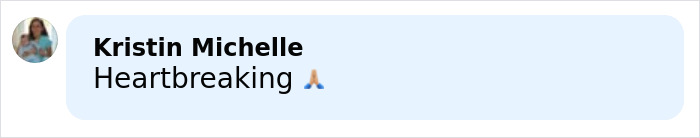 Comment by Kristin Michelle expressing heartbreak with a praying hands emoji about teacher losing life after prank involving 5 teens arrested