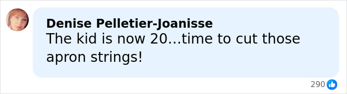 Comment by Denise Pelletier-Joanisse discussing age and independence related to Barron photo leak consequences.