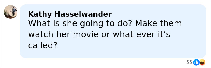 Comment from Kathy Hasselwander discussing reactions to Melania Trump speaking out on Barron photo leak consequences.