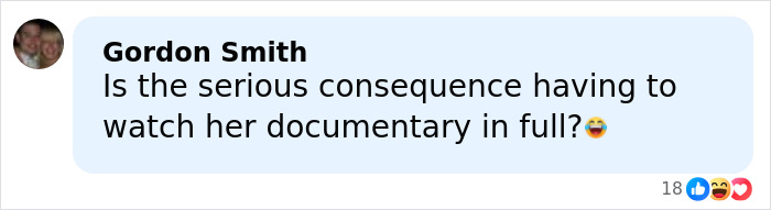 Comment by Gordon Smith joking about consequences related to Melania Trump speaking out on Barron photo leak.