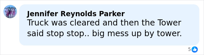 Facebook comment from Jennifer Reynolds Parker describing air traffic control communication after Air Canada plane crash at LaGuardia Airport. Facebook comment from Jennifer Reynolds Parker describing air traffic control communication after Air Canada plane crash at LaGuardia Airport.