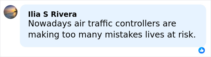 Comment by Ilia S Rivera expressing concern about air traffic controllers making mistakes risking lives after Air Canada plane crash. Comment by Ilia S Rivera expressing concern about air traffic controllers making mistakes risking lives after Air Canada plane crash.
