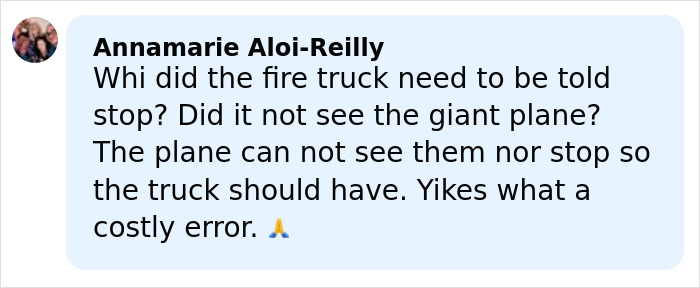 Comment discussing the costly error involving a fire truck and plane in chilling air traffic control audio after Air Canada crash. Comment discussing the costly error involving a fire truck and plane in chilling air traffic control audio after Air Canada crash.
